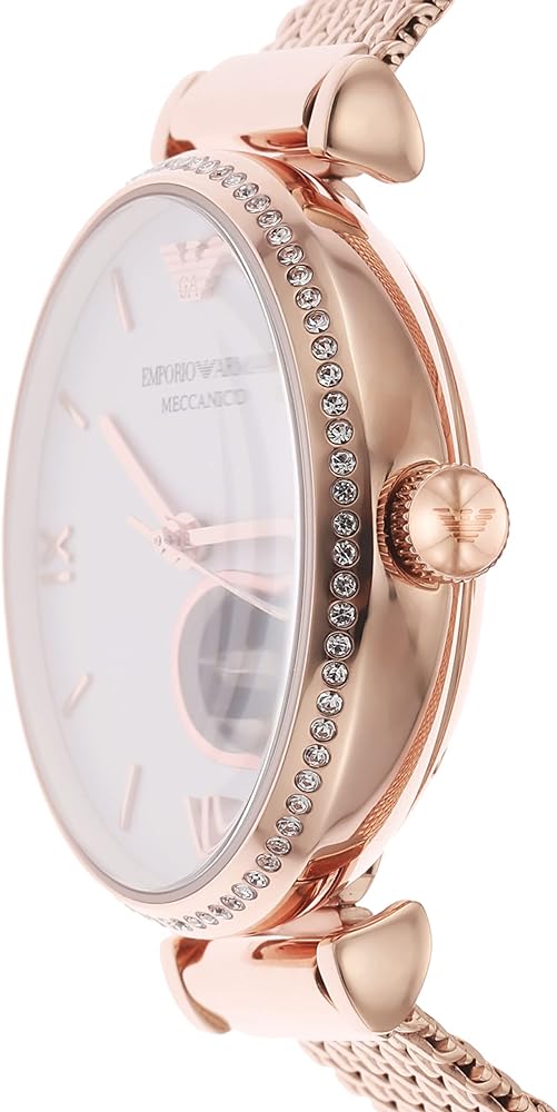 Emporio Armani Meccanico Automatic White Dial Rose Gold Mesh Strap Watch For Women - AR60063 Buy Now By Emporio Armani