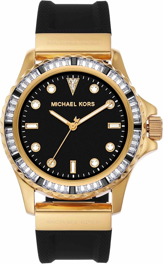Michael Kors Everest Three-Hand Crystals Black Dial Black Rubber Strap Watch for Women - MK7440 Buy Now By Michael Kors