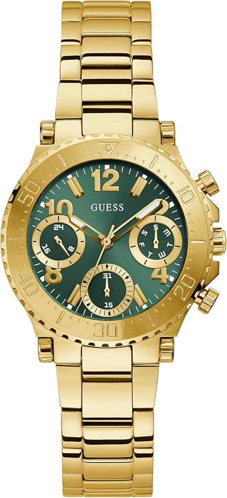 Guess Cosmo Chronograph Green Dial Gold Steel Strap Watch For Women - GW0465L5 Buy Now By Guess