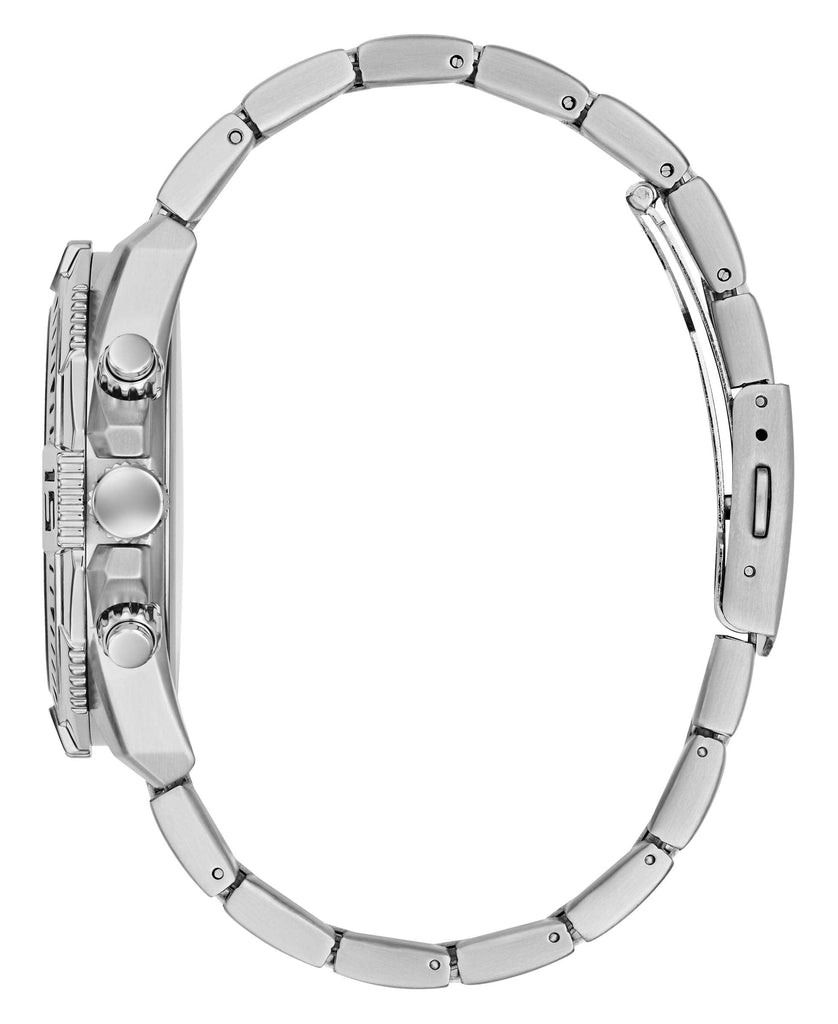 Guess Commander Chronograph Black Dial Silver Steel Strap Watch for Men - GW0056G1 Buy Now By Guess