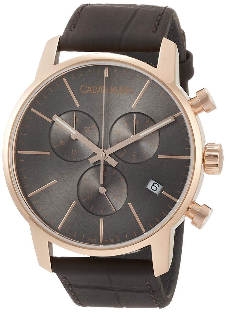 Calvin Klein City Chronograph Grey Dial Brown Leather Strap Watch for Men - K2G276G3 Buy Now By Calvin Klein