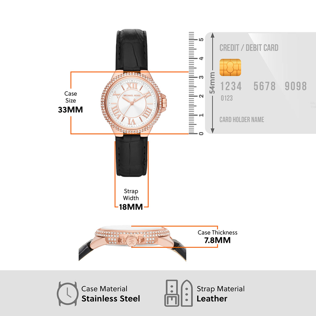 Michael Kors Camille Three-Hand Crystals White Dial Black Leather Strap Watch for Women - MK2962 Buy Now By Michael Kors