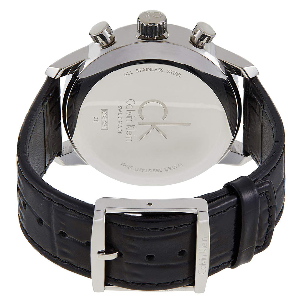 Calvin Klein City Chronograph Black Dial Black Leather Strap Watch for Men - K2G271CX Buy Now By Calvin Klein