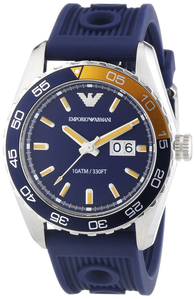 Emporio Armani Sportivo Chronograph Quartz Blue Dial Blue Rubber Strap Watch For Men - AR6045 Buy Now By Emporio Armani