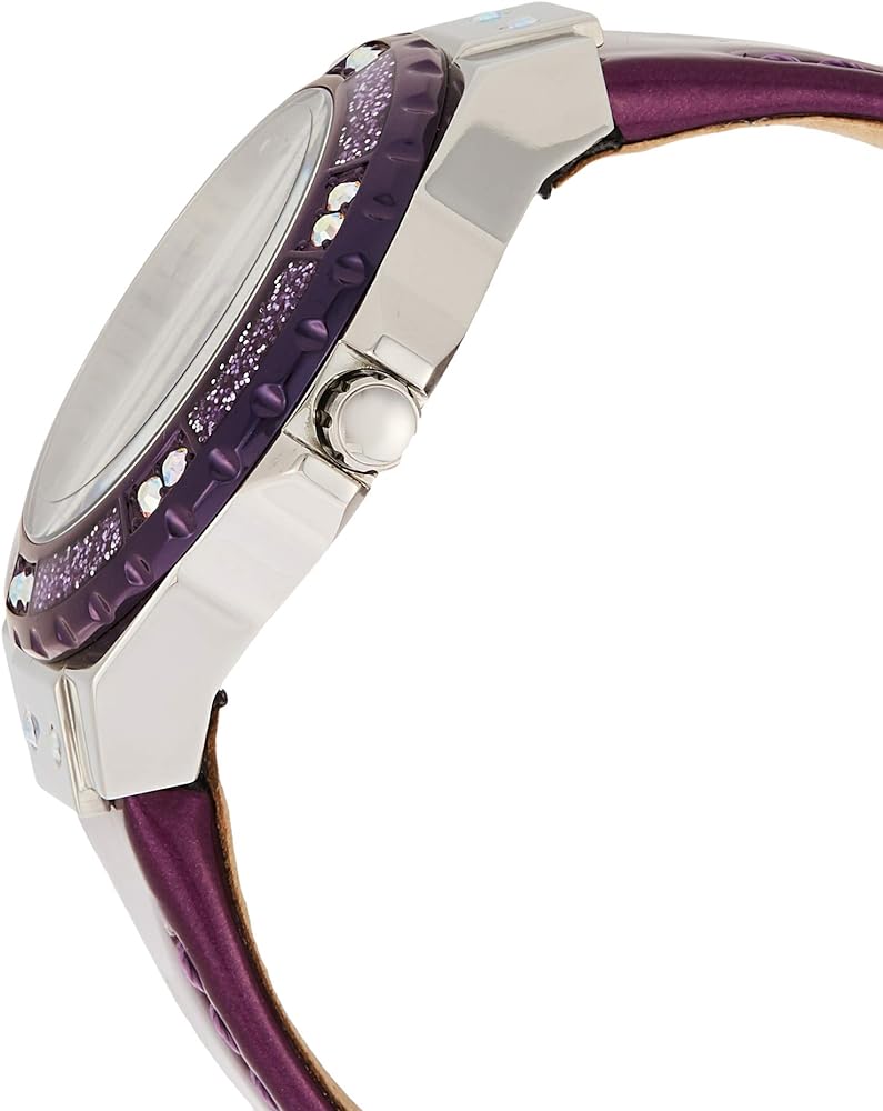 Guess Limelight Quartz Silver Dial Purple Leather Strap Watch For Women - W0775L6 Buy Now By Guess