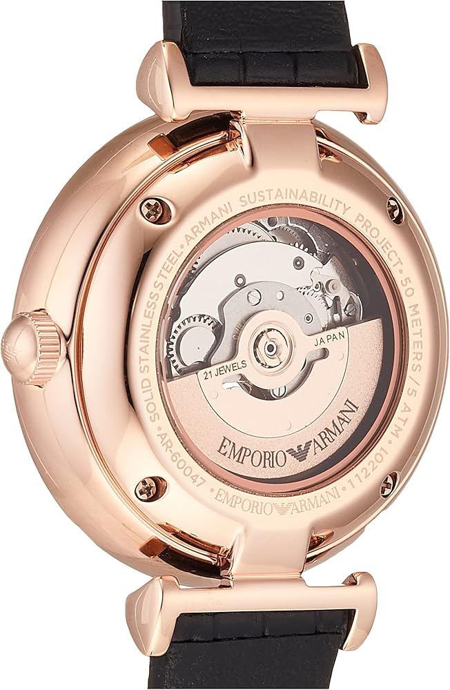 Emporio Armani Gianni T Bar Mother of Pearl White Dial Black Leather Strap Watch For Women - AR60047 Buy Now By Emporio Armani