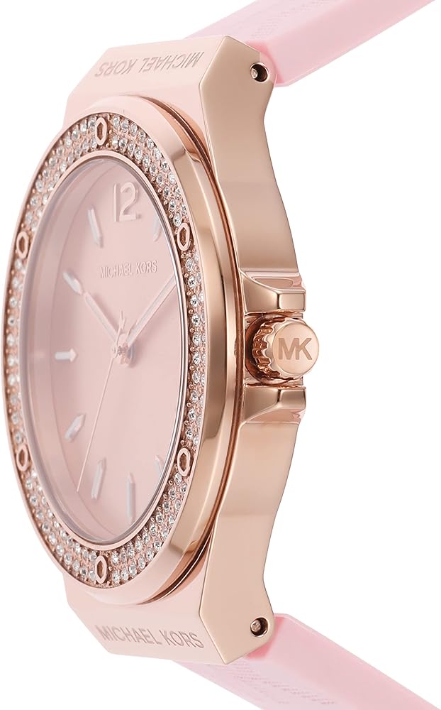 Michael Kors Mini Lennox Three-Hand Rose Gold Dial Pink Silicone Strap Watch For Women - MK7282 Buy Now By Michael Kors
