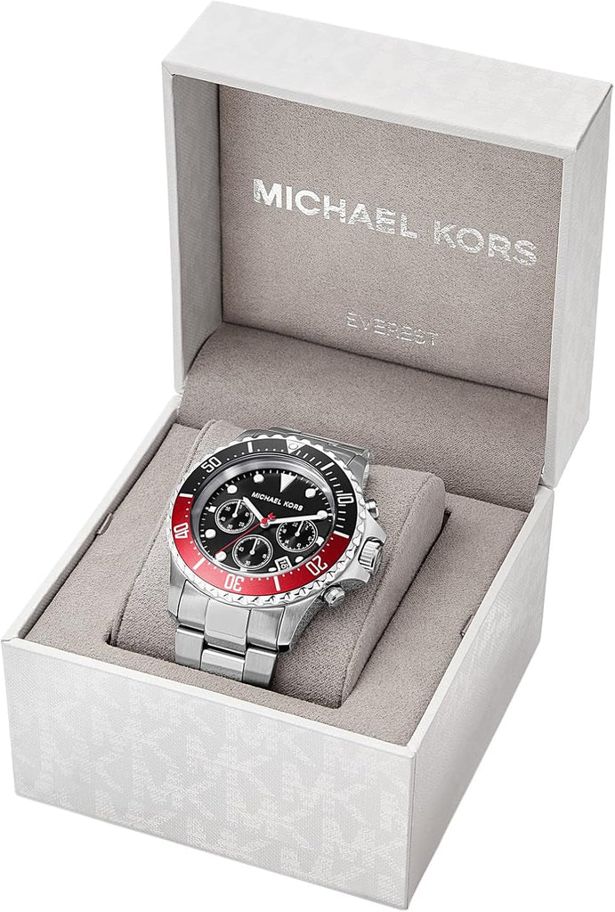 Michael Kors Everest Chronograph Black Dial Silver Steel Strap Watch For Men - MK8977 Buy Now By Michael Kors