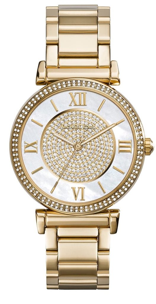 Michael Kors Catlin Mother of Pearl Dial Gold Steel Strap Watch for Women - MK3332 Buy Now By Michael Kors
