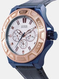 Guess Force Multi Function White Dial Blue Leather Strap Watch For Men - W0674G7 Buy Now By Guess
