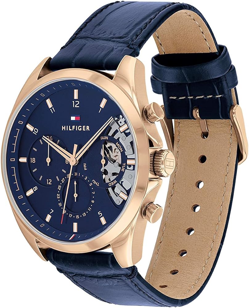 Tommy Hilfiger Baker Chronograph Quartz Blue Dial Blue Leather Strap Watch For Men - 1710451 Buy Now By Tommy Hilfiger