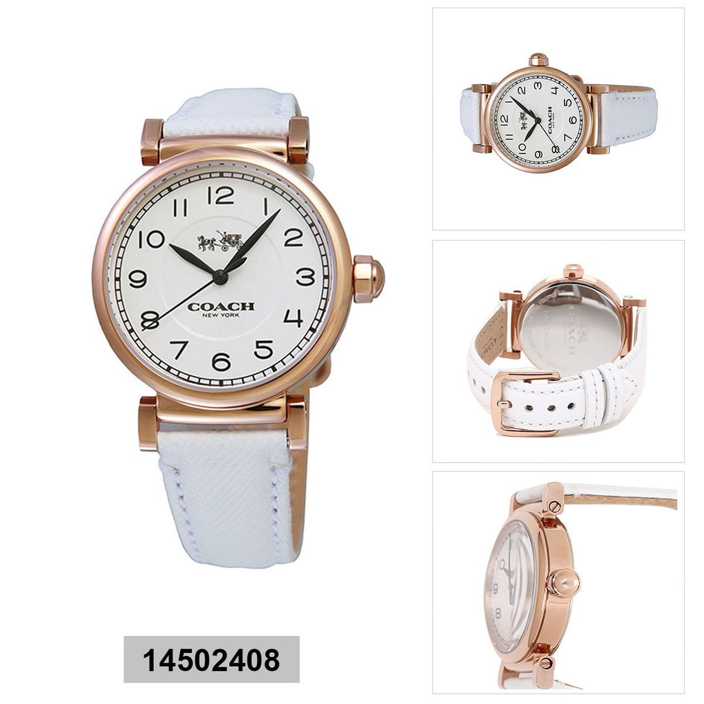 Coach Madison White Dial White Leather Strap Watch for Women - 14502408 Buy Now By Coach