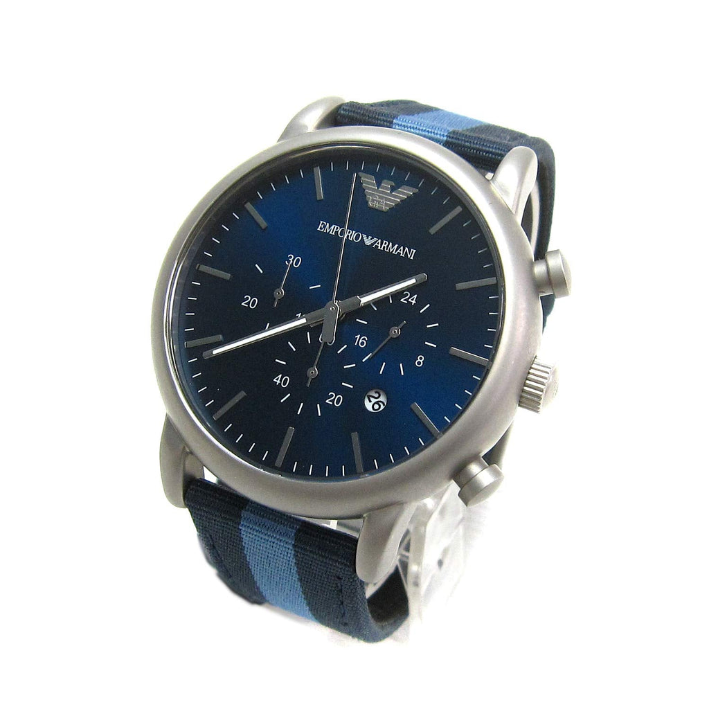 Emporio Armani Luigi Chronograph Quartz Blue Dial Blue Nylon Strap Watch For Men - AR1949 Buy Now By Emporio Armani
