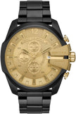 Diesel Mega Chief Chronograph Gold Dial Black Steel Strap Watch For Men - DZ4485 Buy Now By Diesel