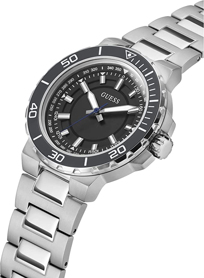 Guess Track Black Dial Silver Steel Strap Watch for Men - GW0426G1 Buy Now By Guess