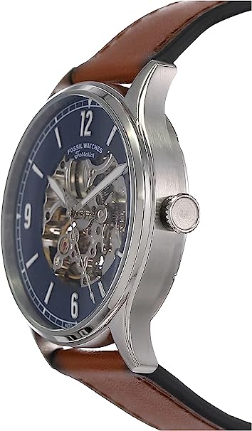 Fossil Forrester Automatic Skeleton Grey Dial Brown Leather Strap Watch for Men - ME3178 Buy Now By Fossil