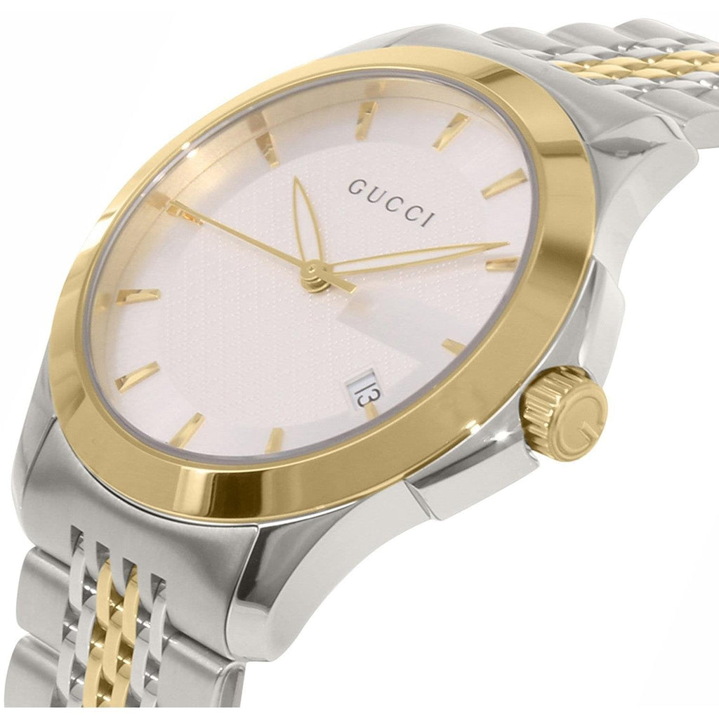 Gucci G Timeless Silver Dial Two Tone Steel Strap Watch For Men - YA126409 Buy Now By Gucci