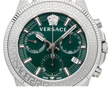 Versace Greca Action Chronograph Quartz Green Dial Silver Steel Strap Watch for Men - VE3J00422 Buy Now By Versace