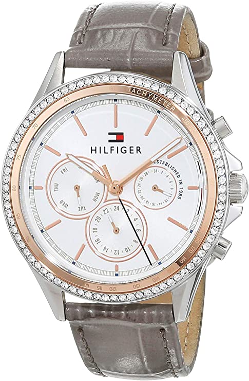 Tommy Hilfiger Ari Diamonds White Dial Grey Leather Strap Watch for Women - 1781980 Buy Now By Tommy Hilfiger