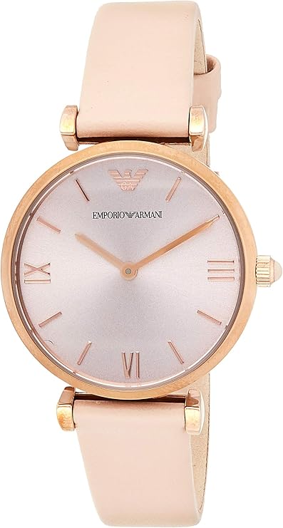 Emporio Armani Gianni T-Bar Quartz Rose Gold Dial Pink Leather Strap Watch For Women - AR11001 Buy Now By Emporio Armani