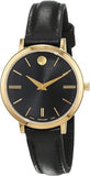 Movado Ultra Slim Black Dial Black Leather Strap Watch For Women - 0607095 Buy Now By Movado