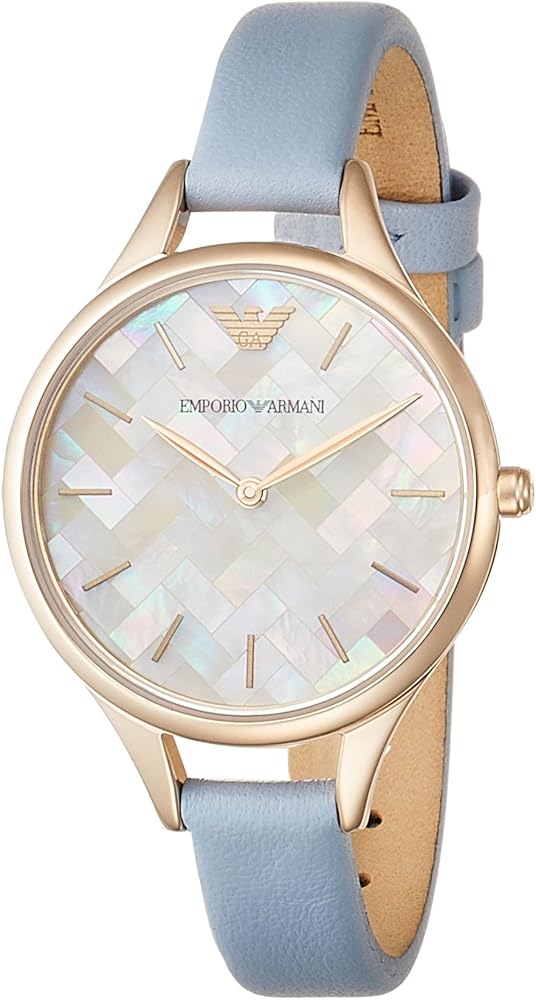 Emporio Armani Aurora Quartz Mother of Pearl White Dial Blue Leather Strap Watch For Women - AR11109 Buy Now By Emporio Armani