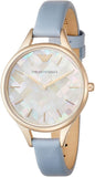 Emporio Armani Aurora Quartz Mother of Pearl White Dial Blue Leather Strap Watch For Women - AR11109 Buy Now By Emporio Armani