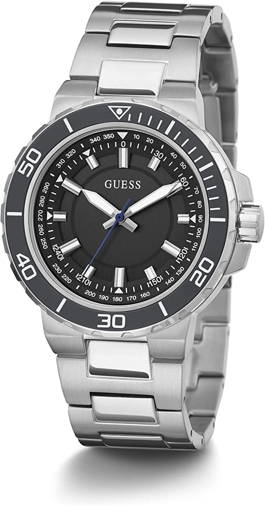 Guess Track Black Dial Silver Steel Strap Watch for Men - GW0426G1 Buy Now By Guess