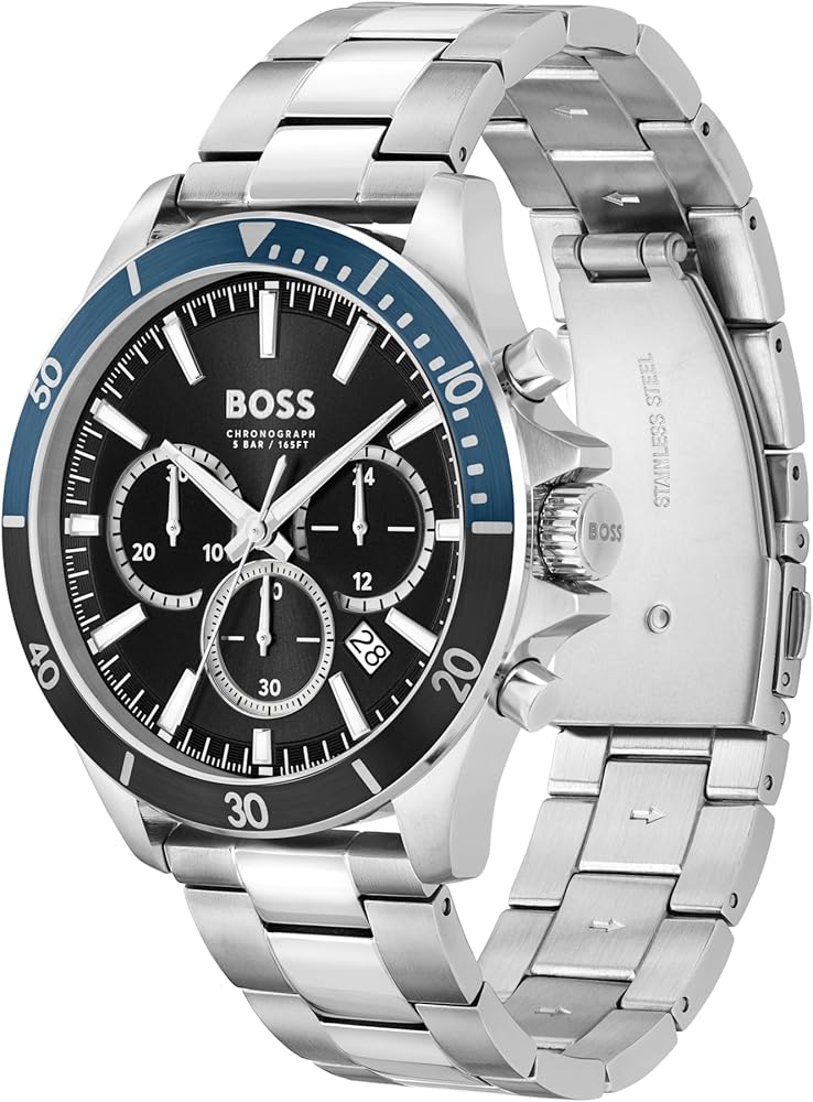 Hugo Boss Troper Chronograph Black Dial Silver Steel Strap Watch For Men - 1514101 Buy Now By Hugo Boss