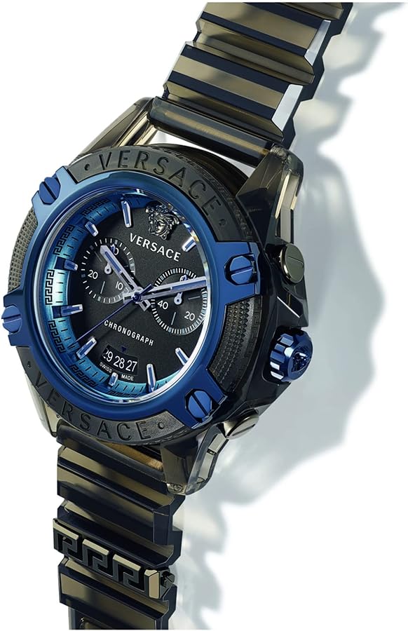 Versace icon Active Chronograph Black Dial Black Silicone Strap Watch For Men - VEZ700622 Buy Now By Versace