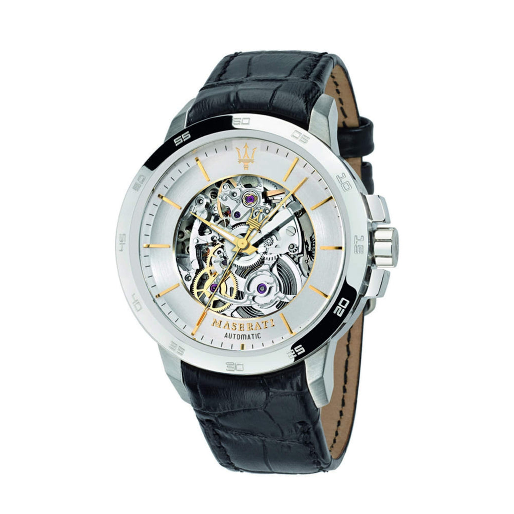 Maserati Ingegno Automatic Black Skeleton Dial Black Leather Strap Watch For Men - R8821119002 Buy Now By Maserati