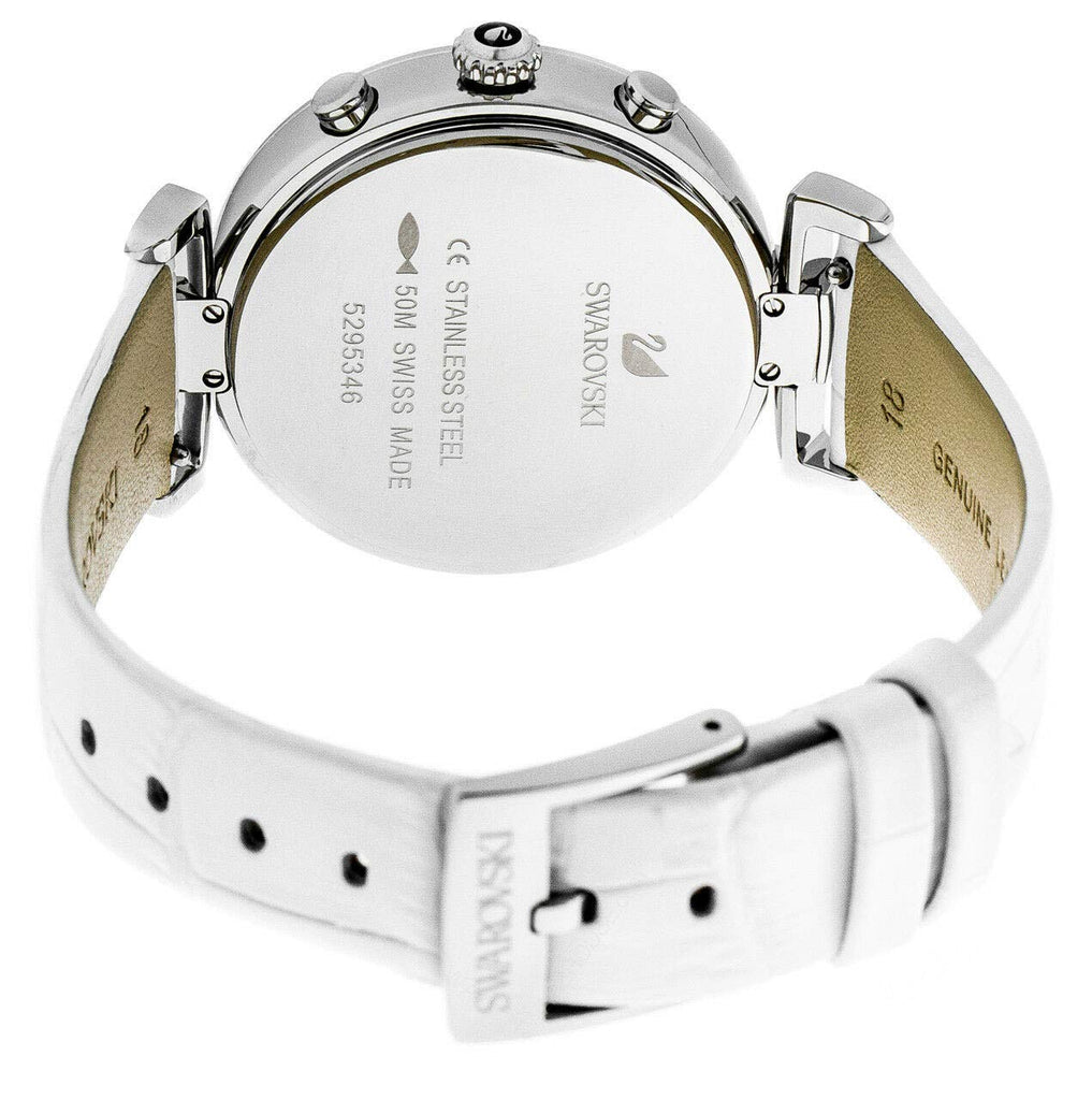 Swarovski Era Journey Silver Dial White Leather Strap Watch for Women - 5295346 Buy Now By Swarovski