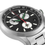 Gucci G-Timeless Chronograph Black Dial Silver Steel Strap Watch For Men - YA126267 Buy Now By Gucci