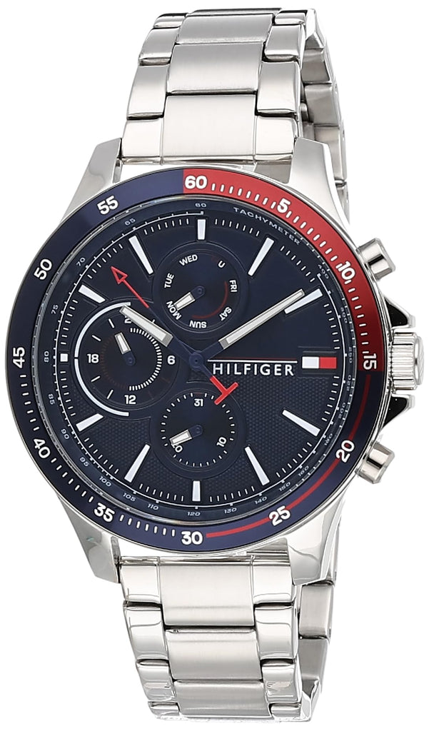 Tommy Hilfiger Bank Chronograph Blue Dial Silver Steel Strap Watch for Men - 1791718 Buy Now By Tommy Hilfiger