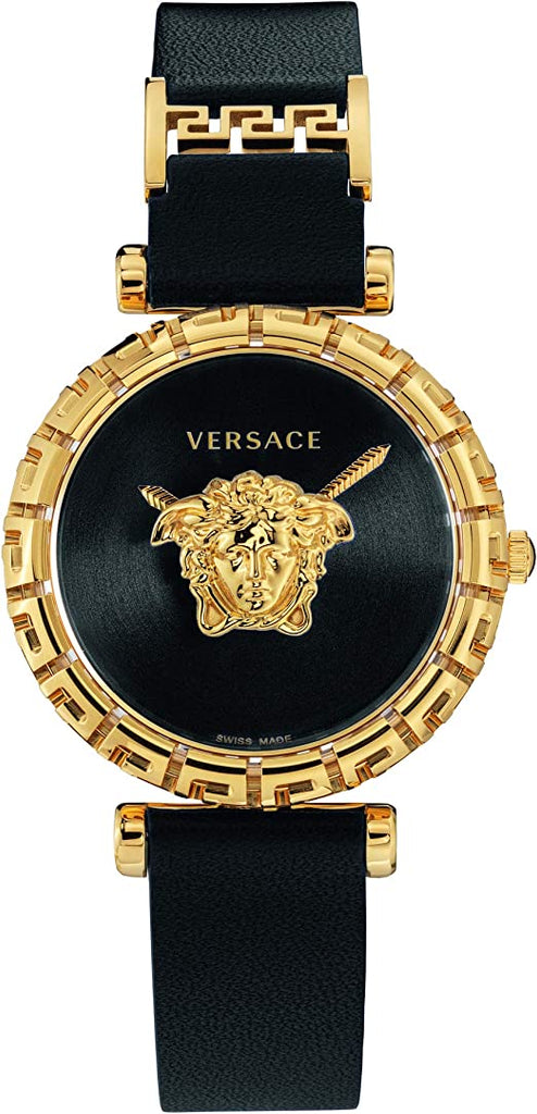 Versace Palazzo Empire Greca Black Dial Black Leather Strap Watch for Women - VEDV00119 Buy Now By Versace