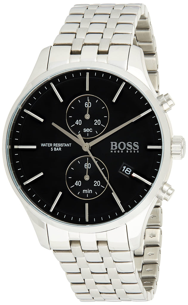 Hugo Boss Associate Black Dial Silver Steel Strap Watch for Men - 1513869 Buy Now By Hugo Boss