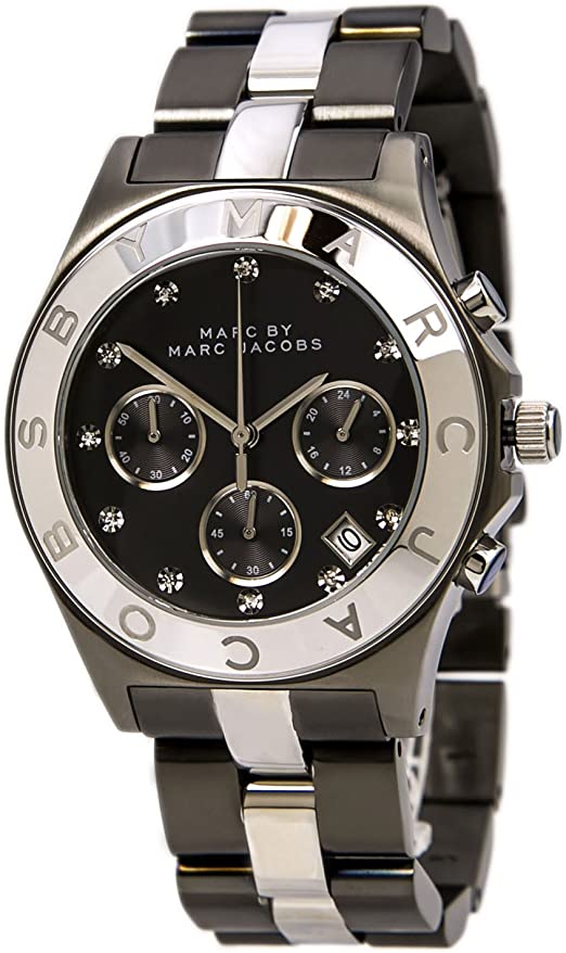 Marc Jacobs Blade Chronograph Black Dial Two Tone Steel Strap Watch for Women - MBM3179 Buy Now By Marc Jacobs