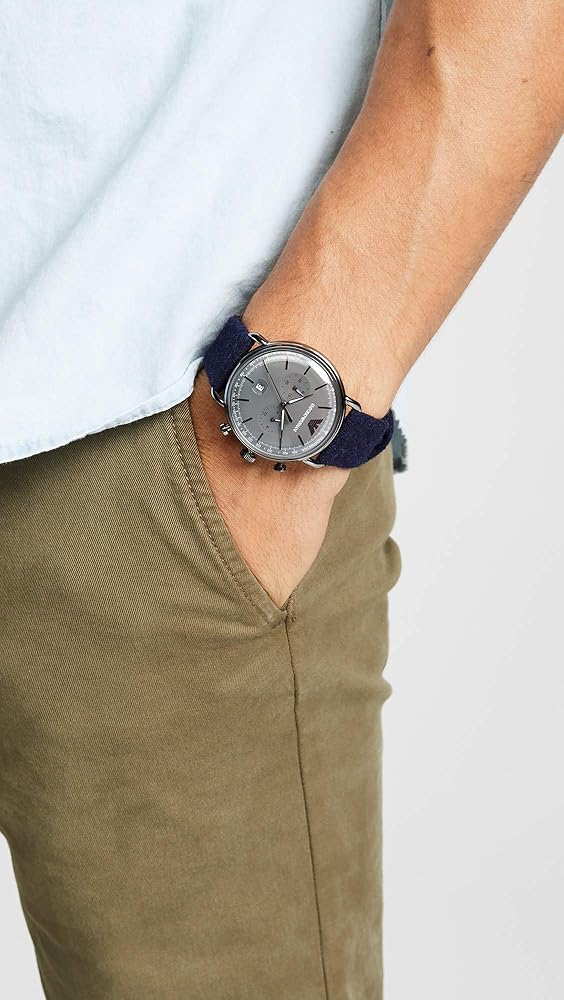 Emporio Armani Aviator Quartz Grey Dial Blue Fabric Strap Watch For Men - AR11144 Buy Now By Emporio Armani