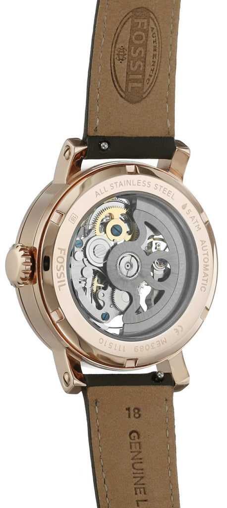 Fossil Boyfriend Automatic Skeleton Grey Dial Grey Leather Strap Watch for Women - ME3089 Buy Now By Fossil