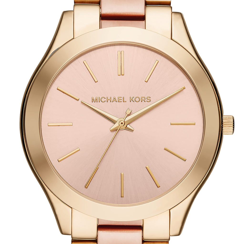 Michael Kors Slim Runway Pink Dial Two Tone Steel Strap Watch for Women - MK3493 Buy Now By Michael Kors