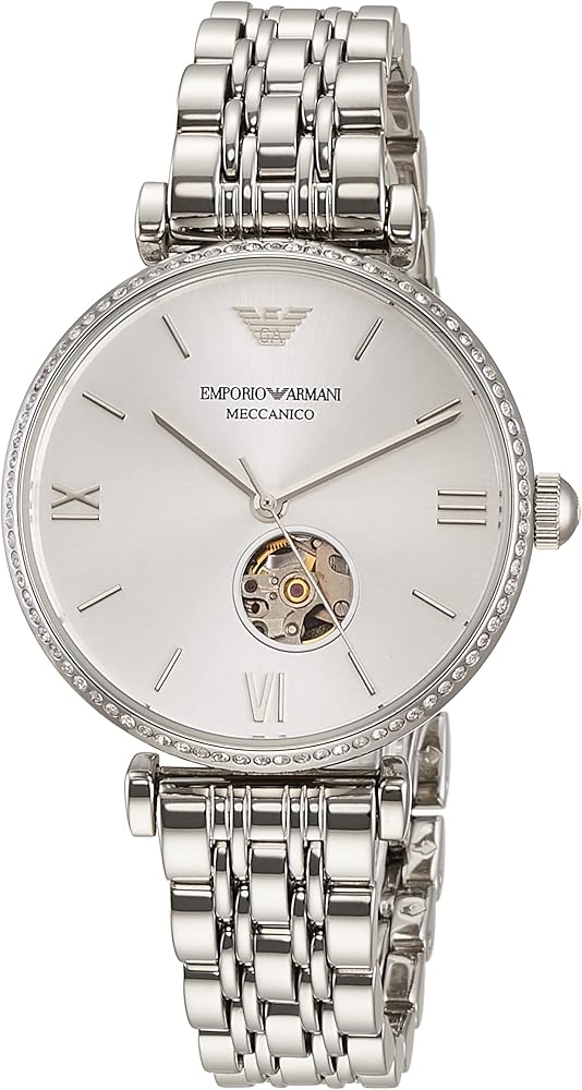 Emporio Armani Gianni T-Bar Automatic Silver Dial Silver Steel Strap Watch For Women - AR60022 Buy Now By Emporio Armani