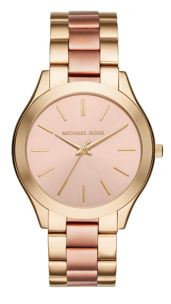 Michael Kors Slim Runway Pink Dial Two Tone Steel Strap Watch for Women - MK3493 Buy Now By Michael Kors