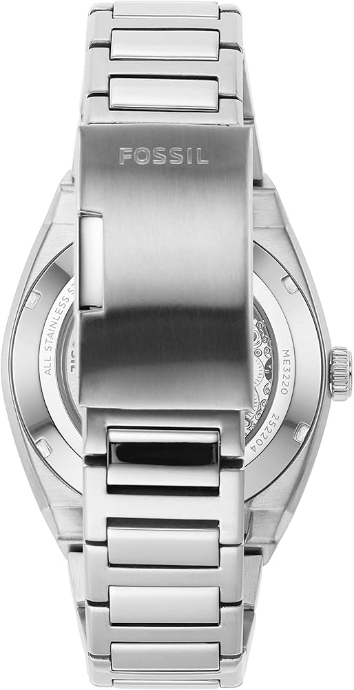 Fossil Everett Automatic Skeleton Blue Dial Silver Steel Strap Watch for Men - ME3220 Buy Now By Fossil