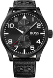 Hugo Boss Aeroliner Black Dial Black Leather Strap Watch For Men - 1513083 Buy Now By Hugo Boss