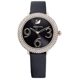 Swarovski Crystal Frost Black Dial Black Leather Strap Watch for Women - 5484058 Buy Now By Swarovski