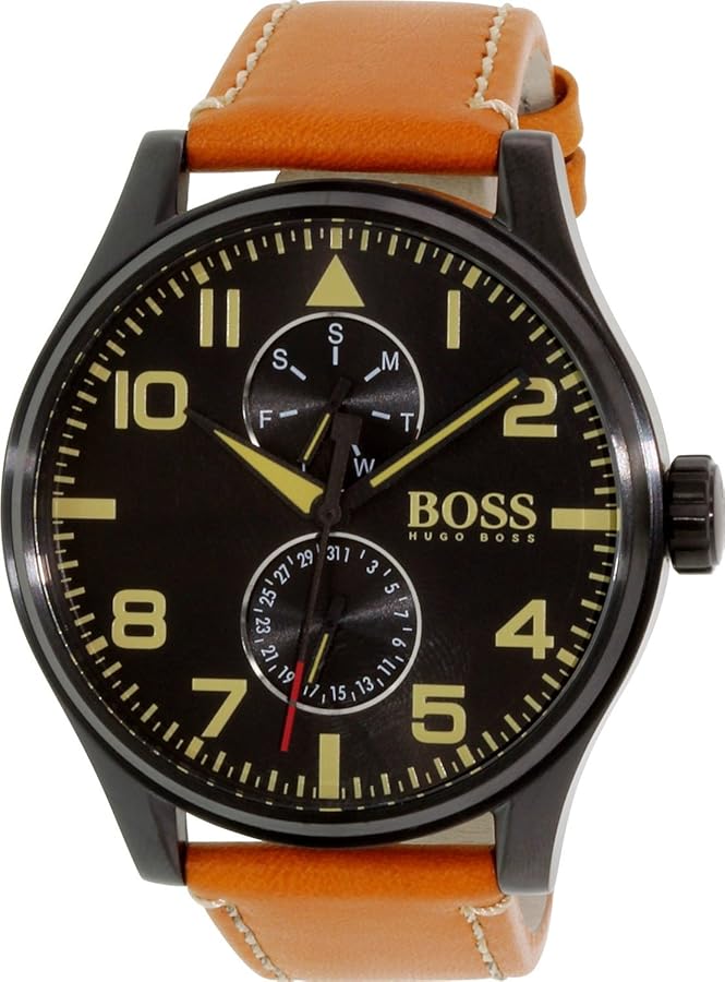 Hugo Boss Aeroliner Maxx Chronograph Black Dial Brown Leather Strap Watch For Men - 1513082 Buy Now By Hugo Boss