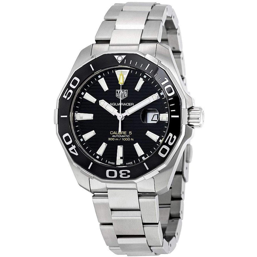 Tag Heuer Aquaracer Caliber 5 Black Dial Silver Steel Strap Watch for Men - WAY201A .BA0927 Buy Now By Tag Heuer