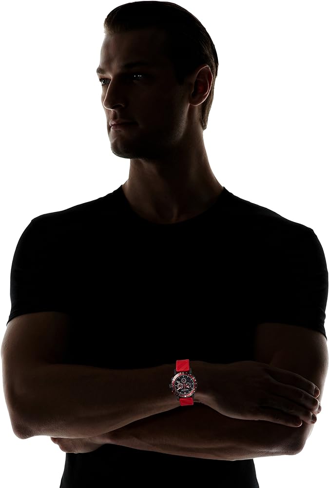 Burberry The City Chronograph Black Dial Red Rubber Strap Watch For Men - BU9805 Buy Now By Burberry