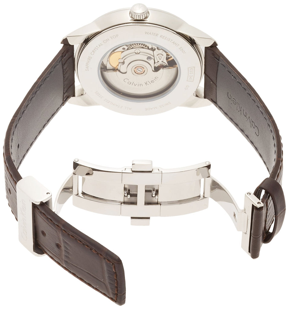 Calvin Klein Infinity Silver Dial Brown Leather Strap Watch for Men - K5S341G6 Buy Now By Calvin Klein