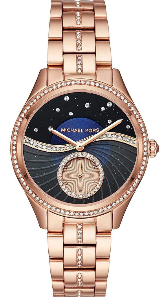 Michael Kors Lauryn Blue Dial Rose Gold Steel Strap Watch for Women - MK3723 Buy Now By Michael Kors